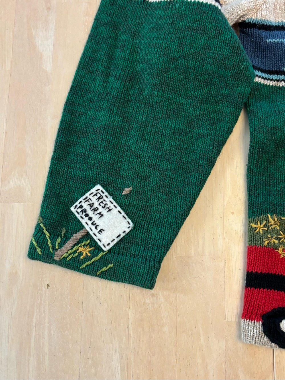 Susan Bristol Vintage 1999 Cat In A Sweater on a Farm!! Fall Autumn Cardigan - Picture 4 of 15